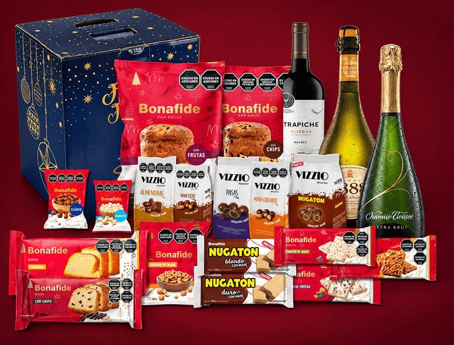 Caja navideña Bonafide Oro y sus productos
