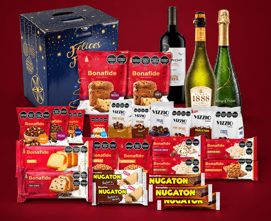Caja navideña Bonafide Platinum y sus productos